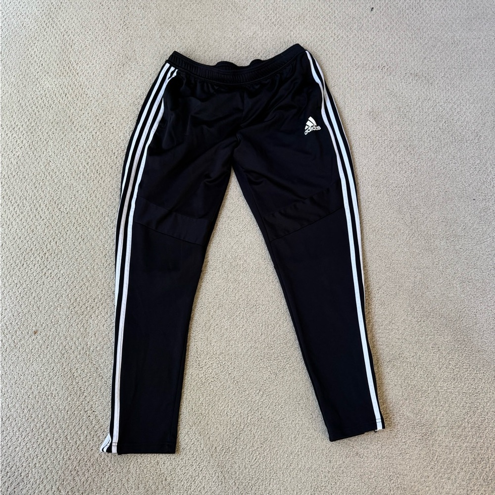 Adidas men's Black Joggers with White Stripes